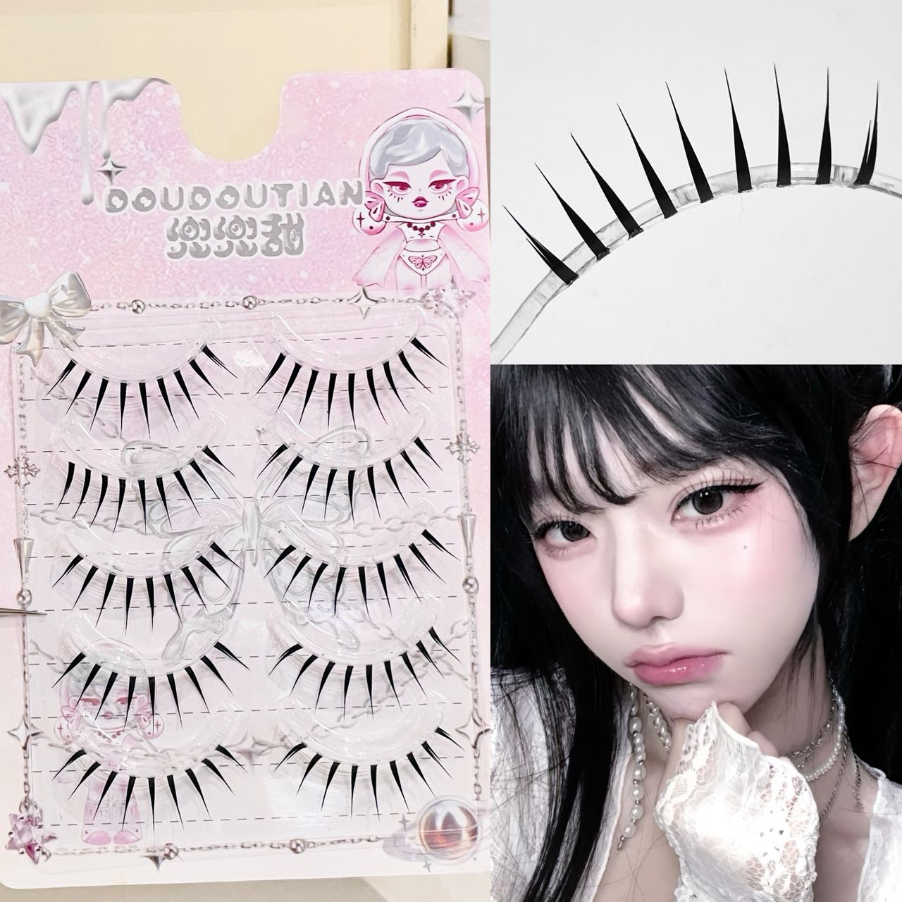 Eyelash Extension Natural - 두두티안 웨트룩 스파이키 풀 스트립 만화풍