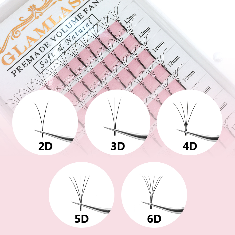 GLAMLASH 2D-6D 미리 만들어진 볼륨 팬 긴  - Eyelash Extension Korea Natural 리뷰 및 가격