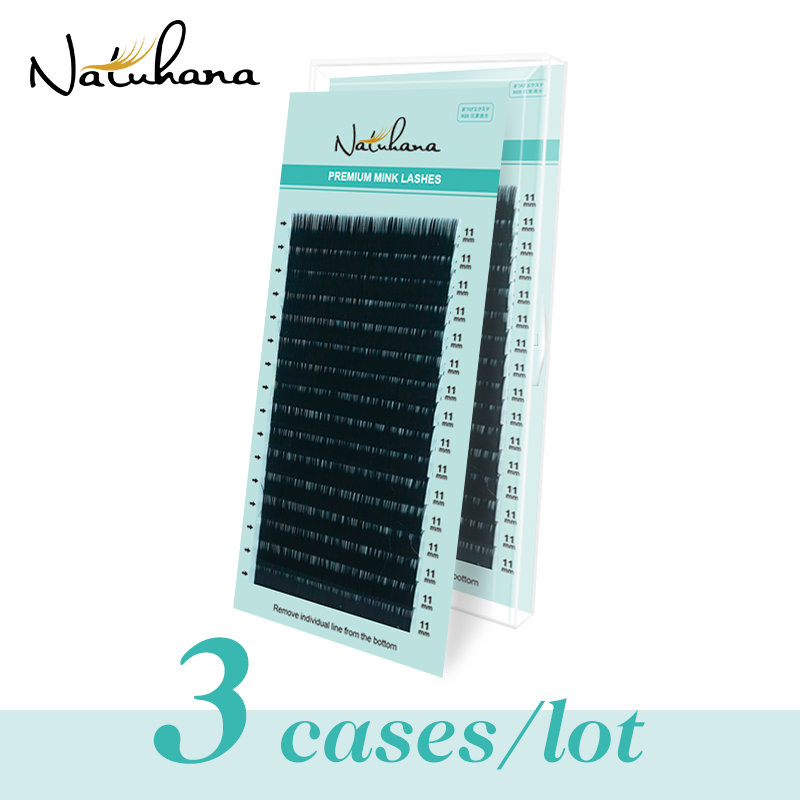 NATUHANA 3케이스/로트 밍크 속눈썹 연장16줄  - Eyelash Extension Korea Natural 리뷰 및 가격