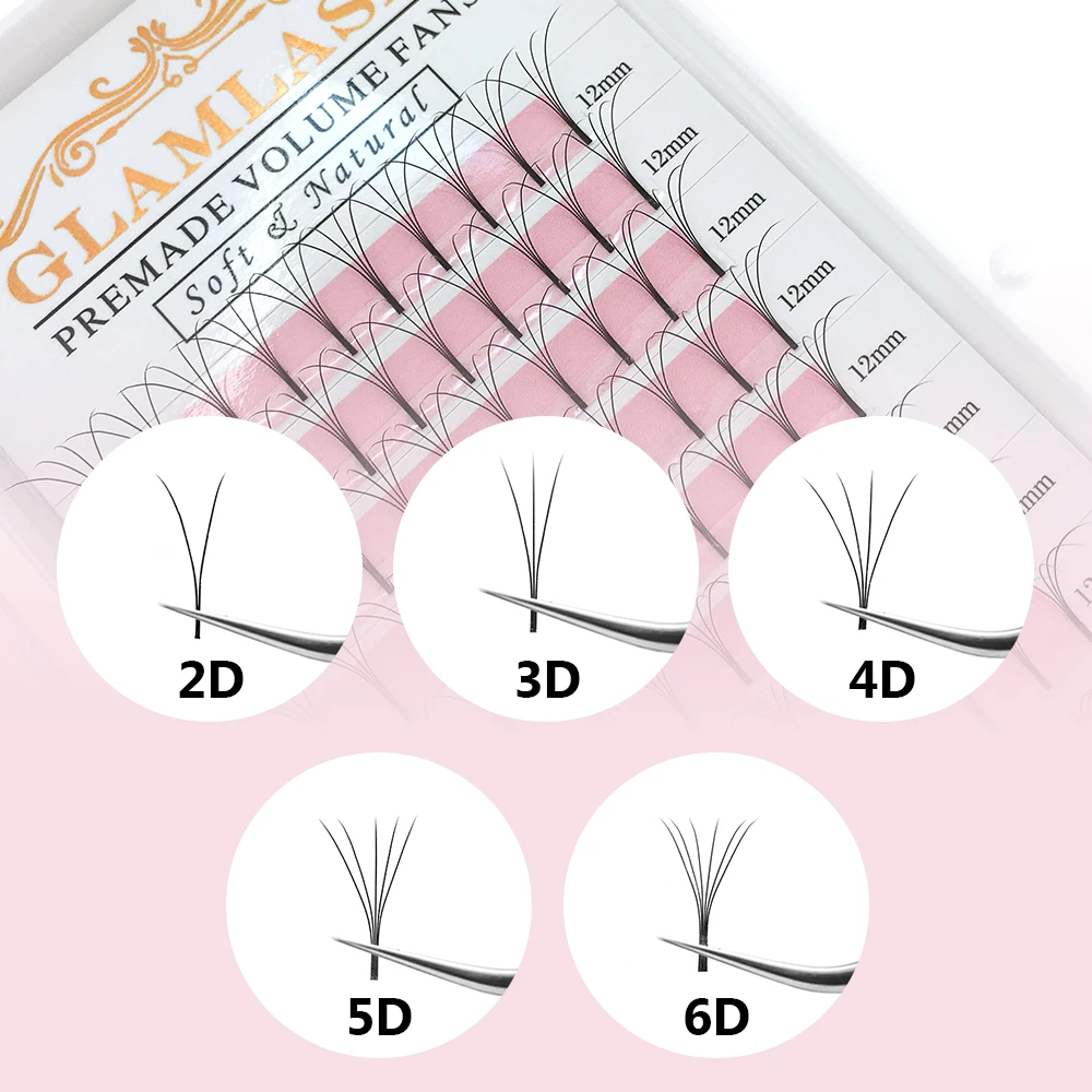 GLAMLASH 2D-6D 미리 만들어진 볼륨 팬 긴  - Eyelash Extension Korea Natural 리뷰 및 가격
